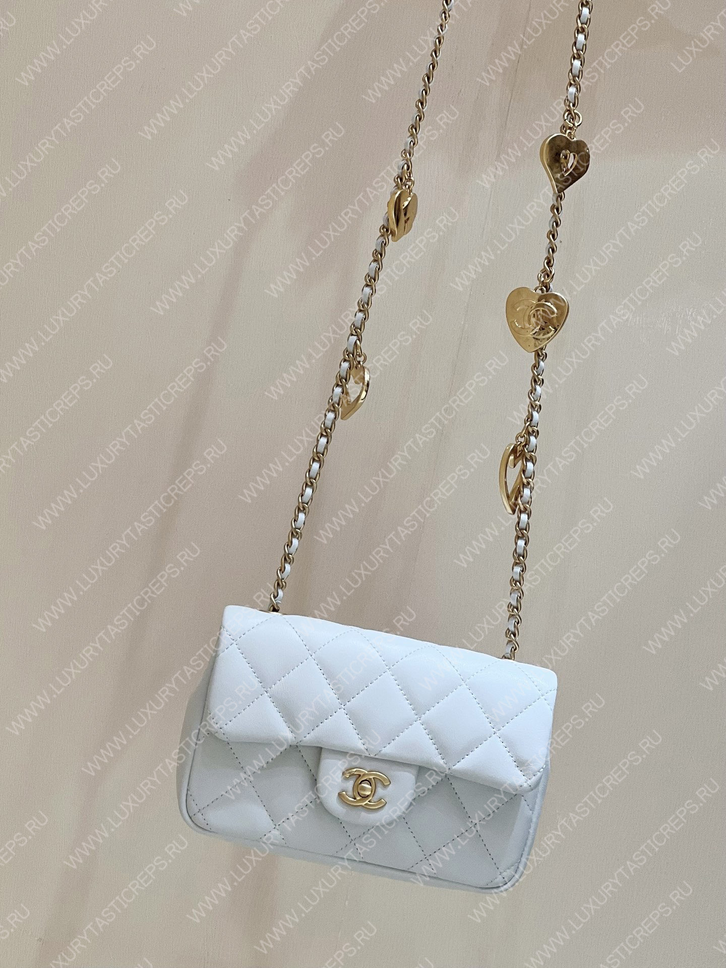 Ch*el mini flap bag white as3456