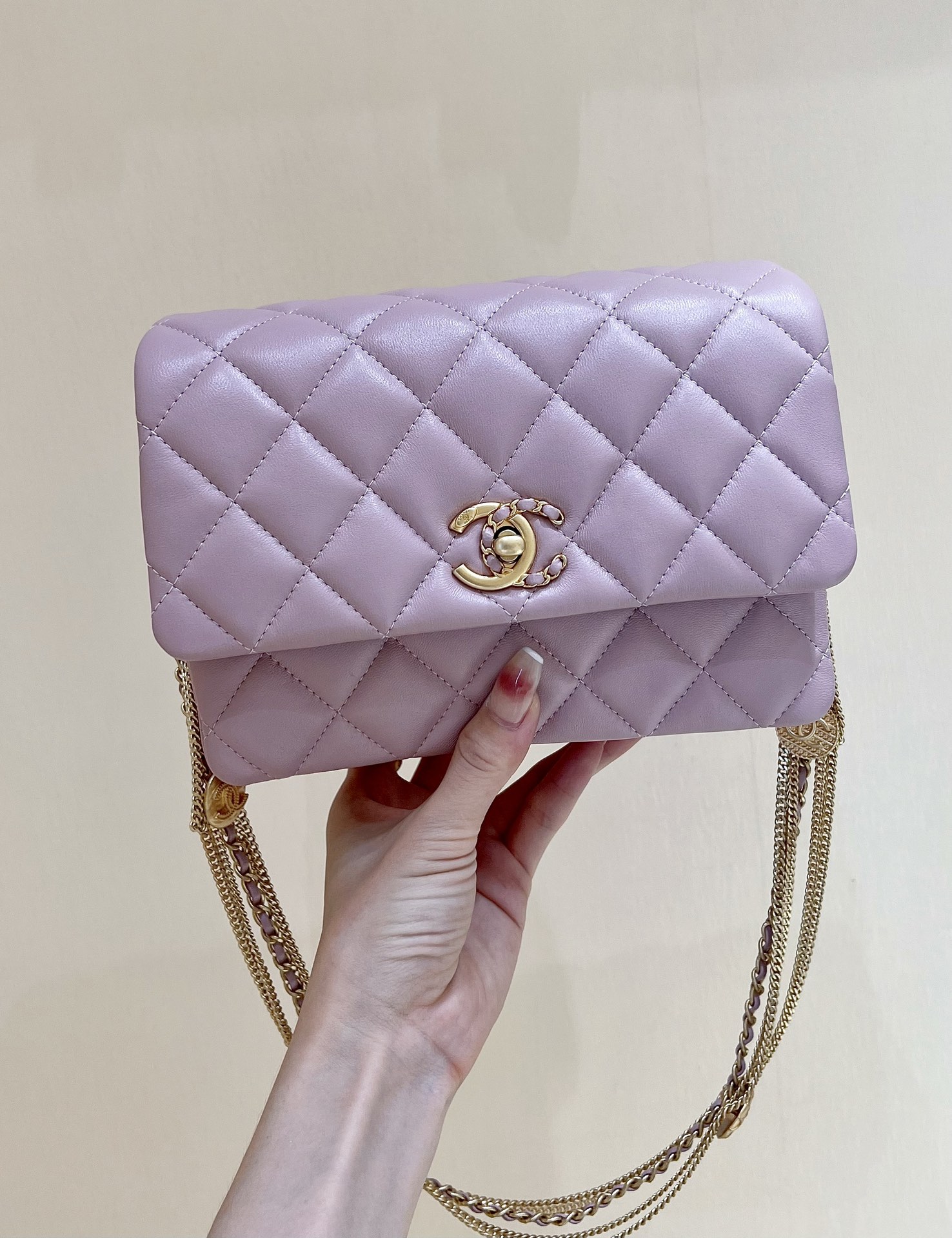 Ch*el mini flap bag light purple as3378