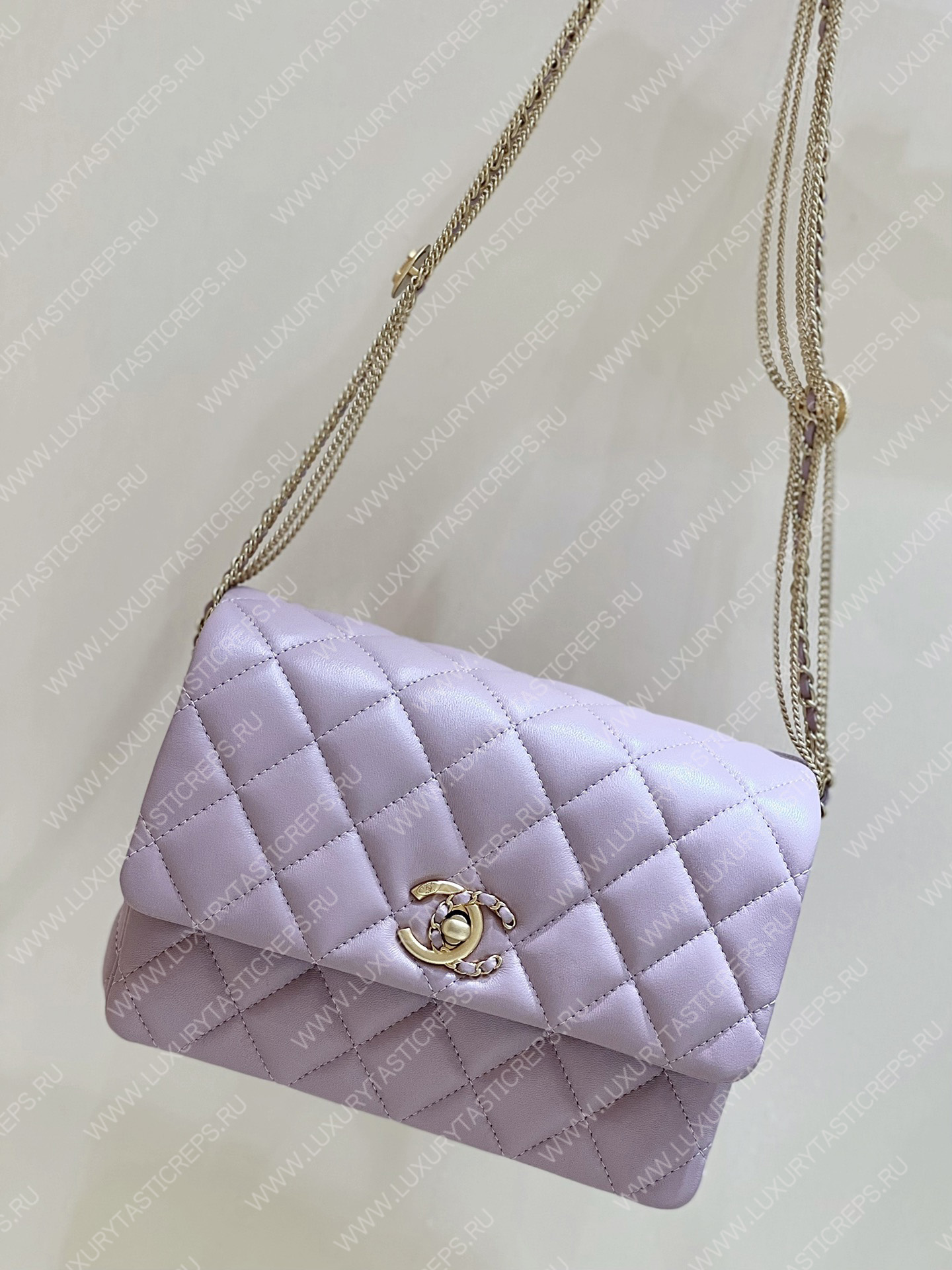 Ch*el mini flap bag light purple as3378