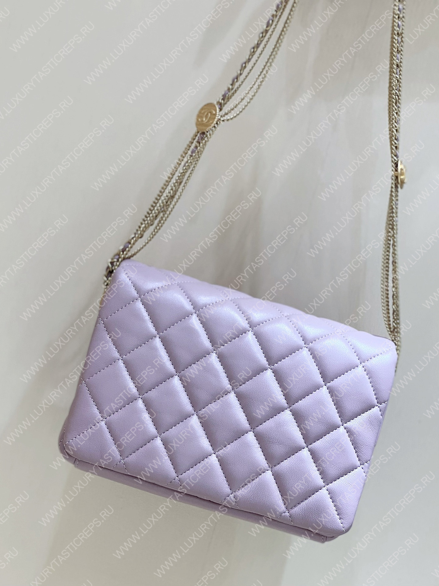 Ch*el mini flap bag light purple as3378
