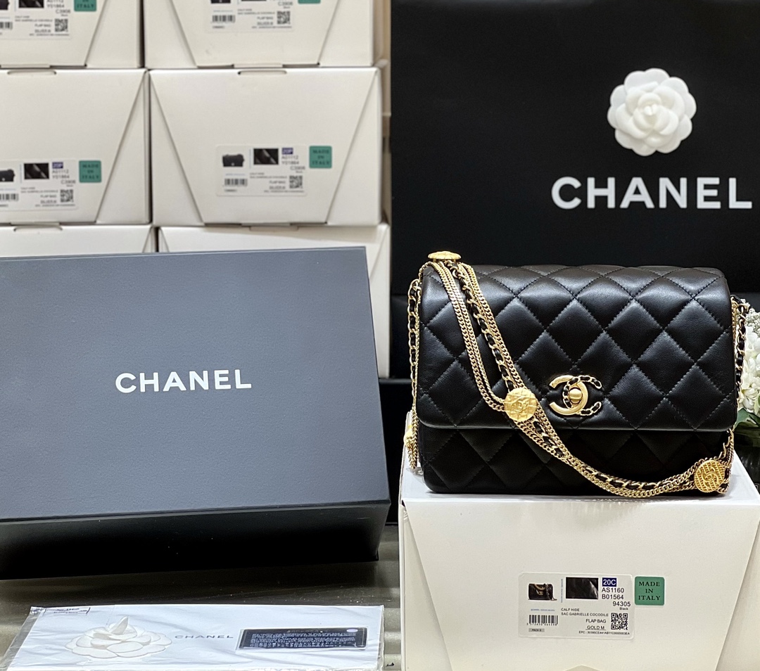 Ch*el mini flap bag black as3378
