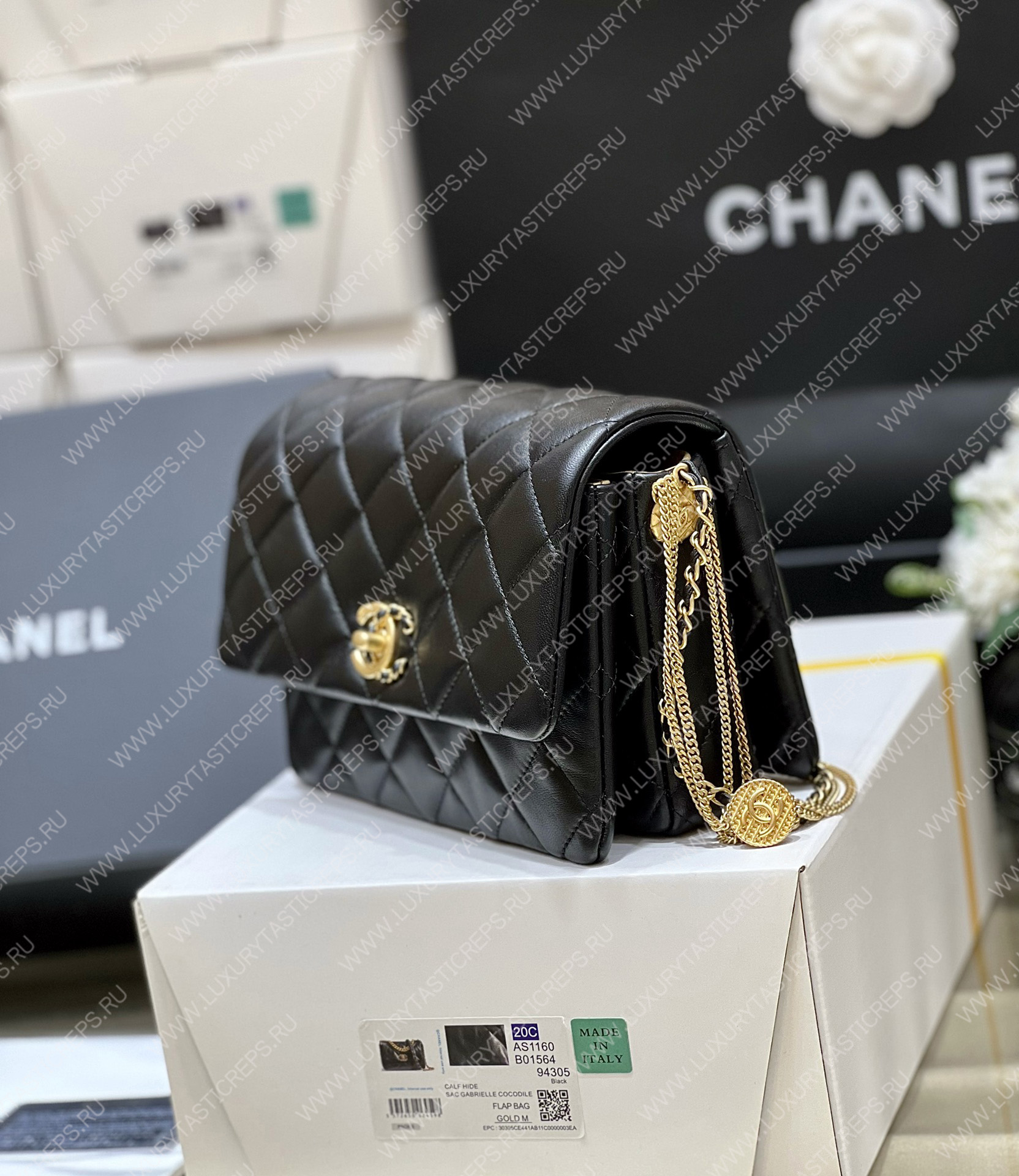 Ch*el mini flap bag black as3378