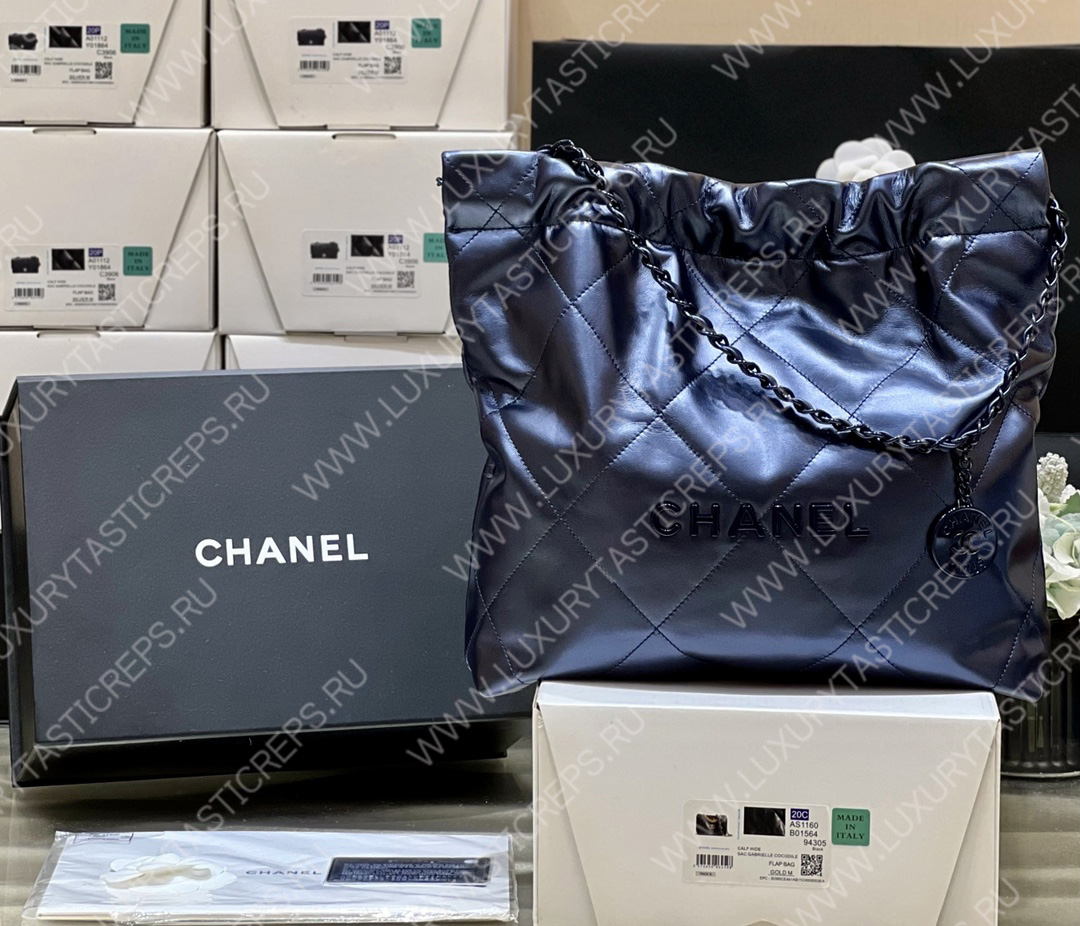Ch*el 22 handbag black as3260