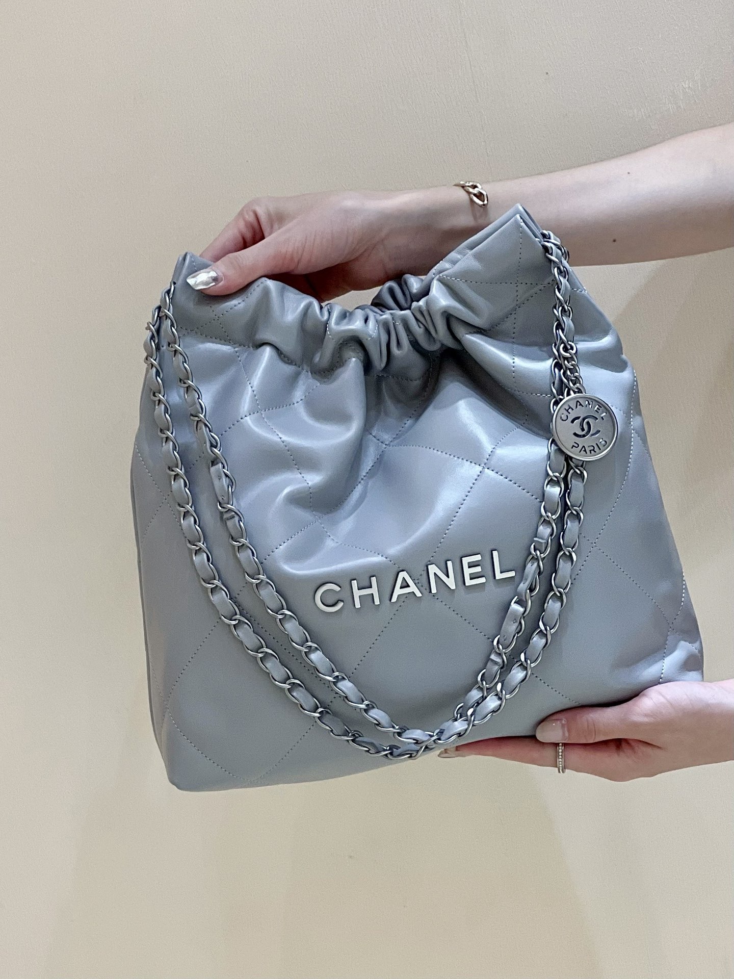 Ch*el 22 handbag powder blue as3260