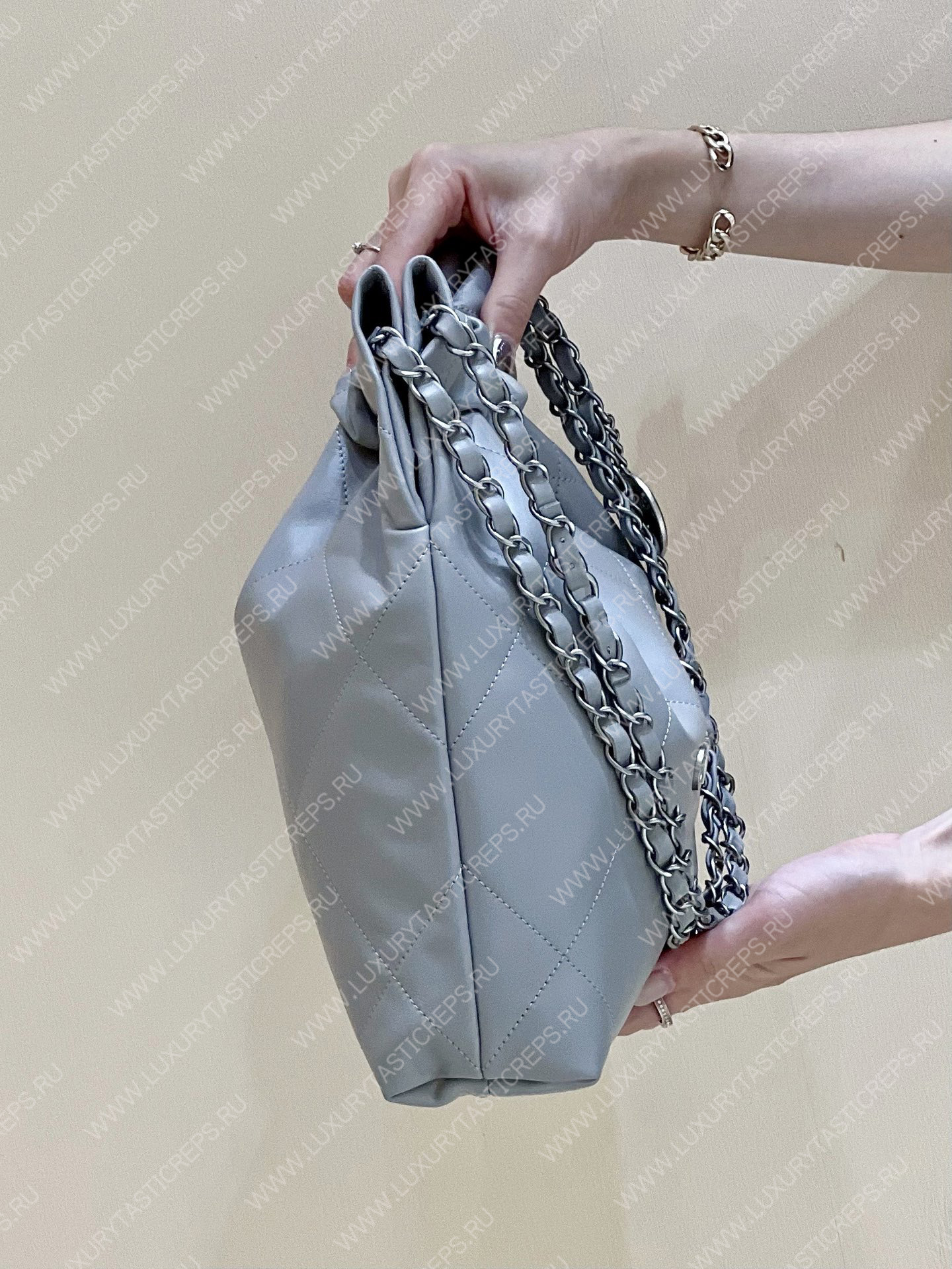 Ch*el 22 handbag powder blue as3260