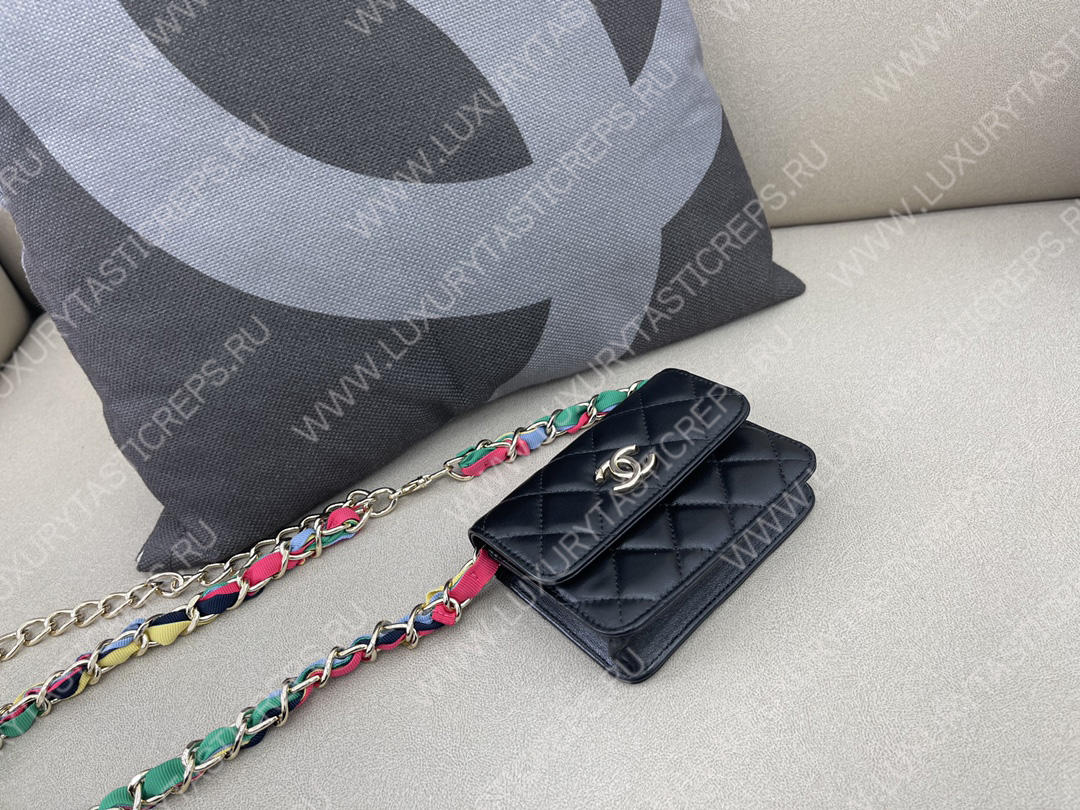 Ch*el ribbon belt bag black ap2054