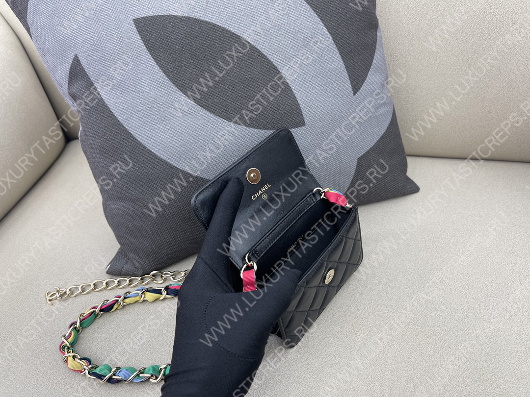 Ch*el ribbon belt bag black ap2054
