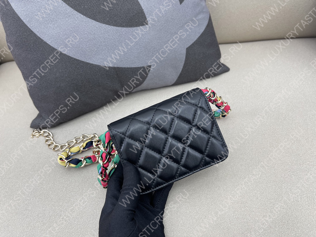 Ch*el ribbon belt bag black ap2054