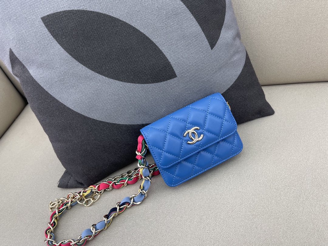 Ch*el ribbon belt bag blue ap2054