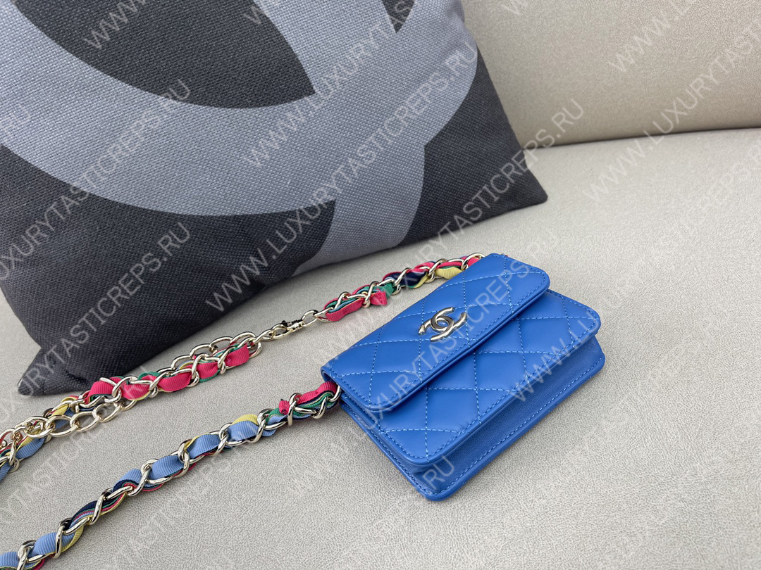 Ch*el ribbon belt bag blue ap2054