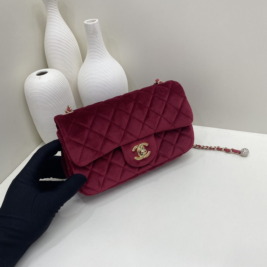 Ch*el classic handbag maroon a01112