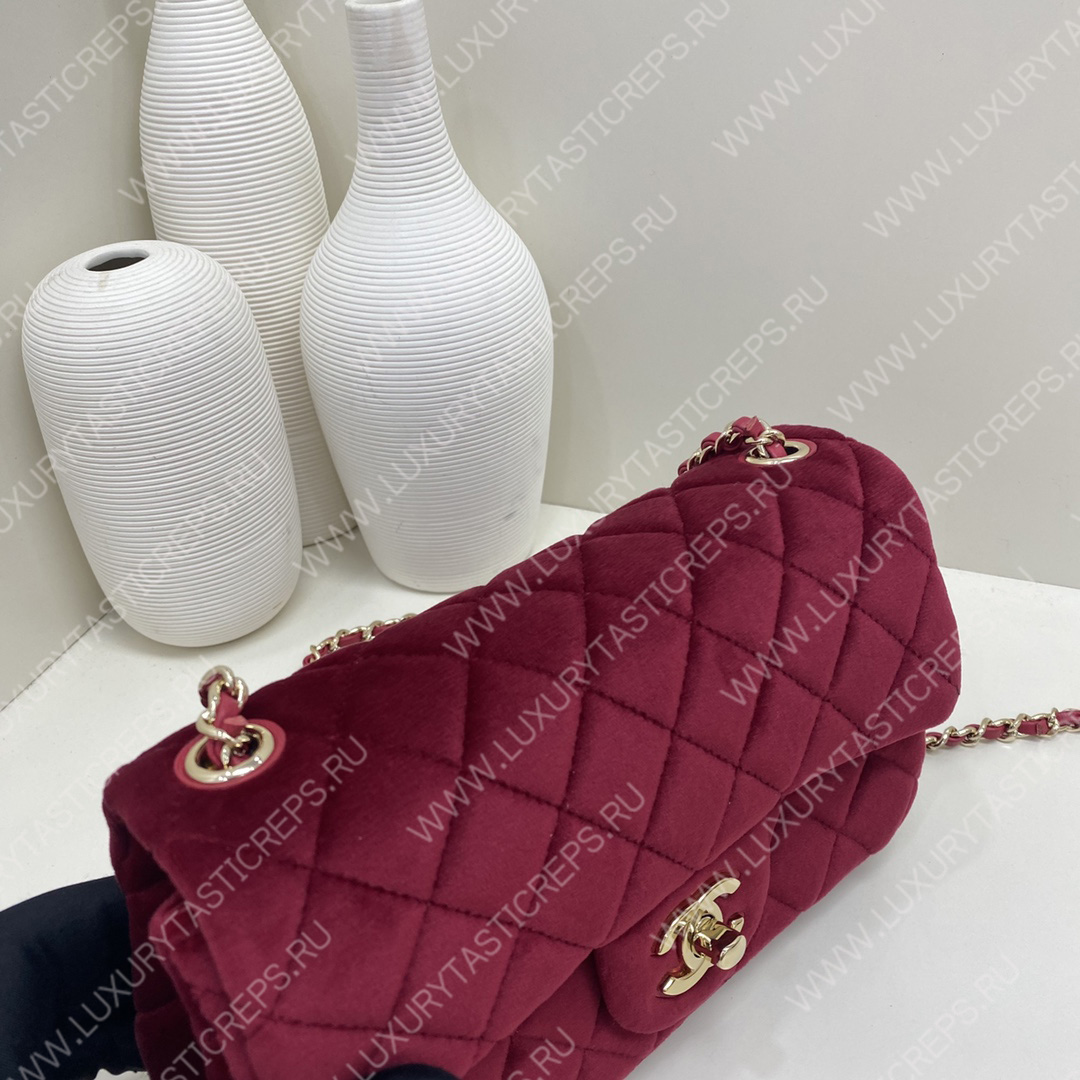 Ch*el classic handbag maroon a01112
