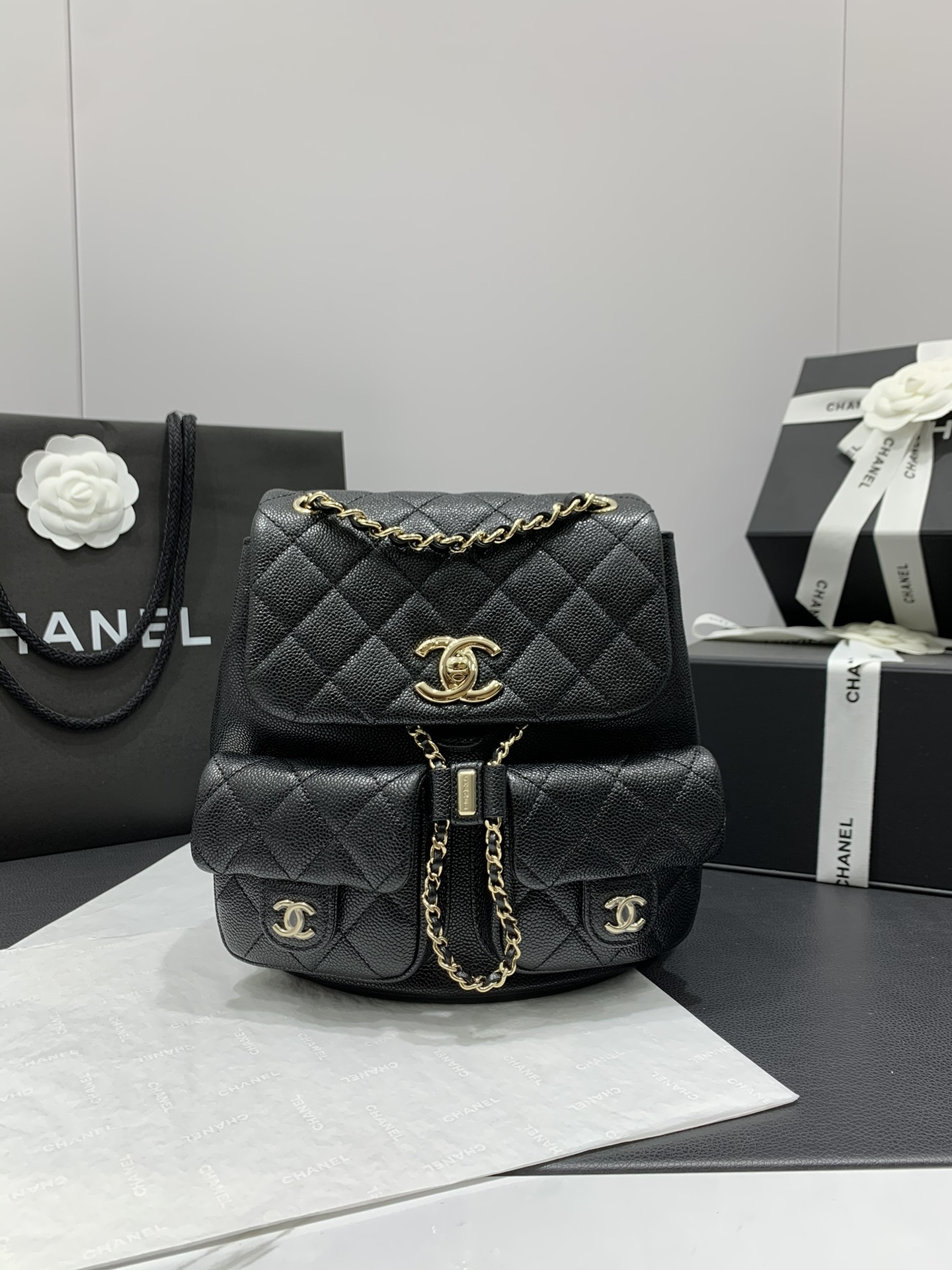 Ch*el small backpack black as3787