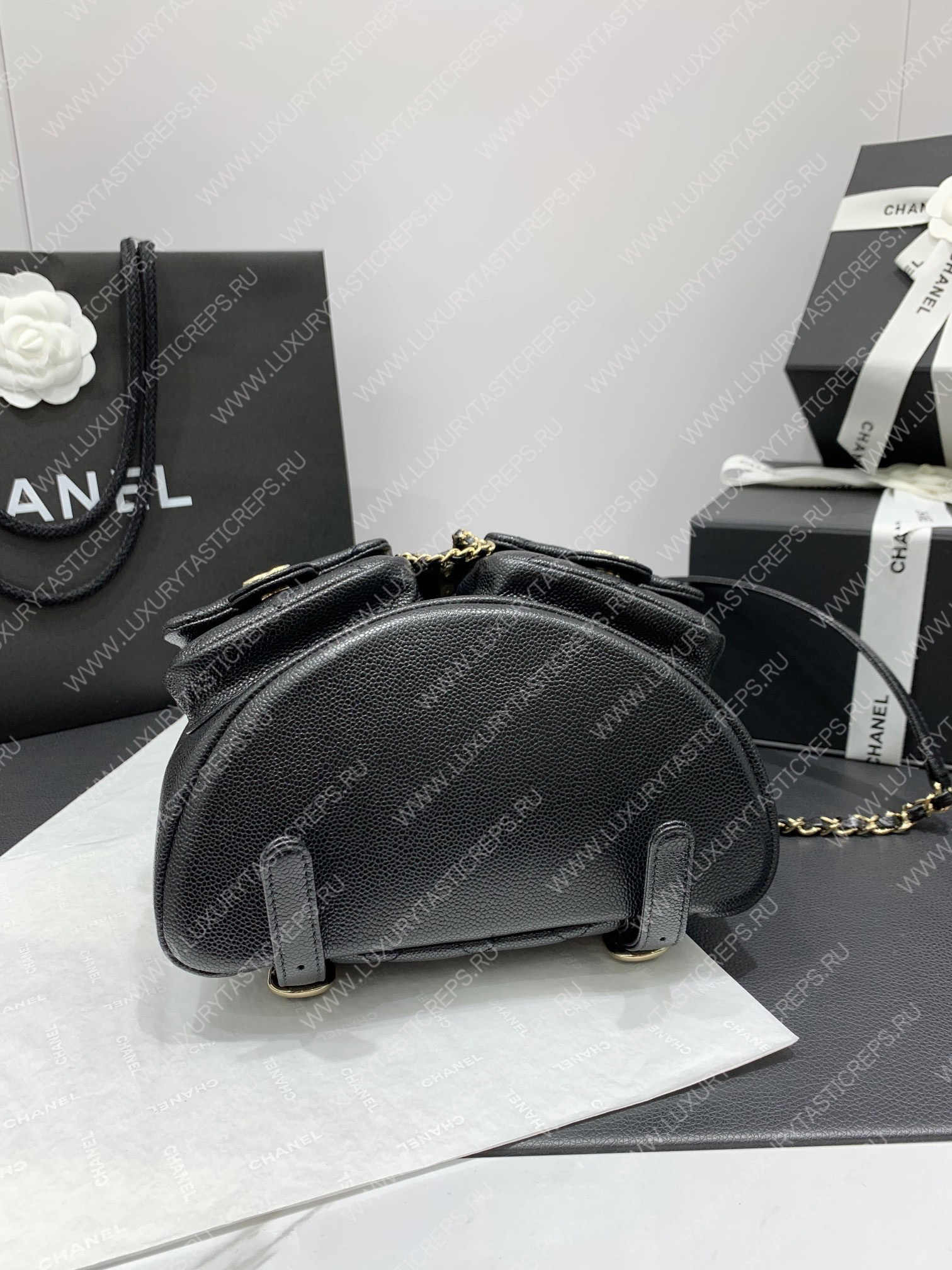 Ch*el small backpack black as3787