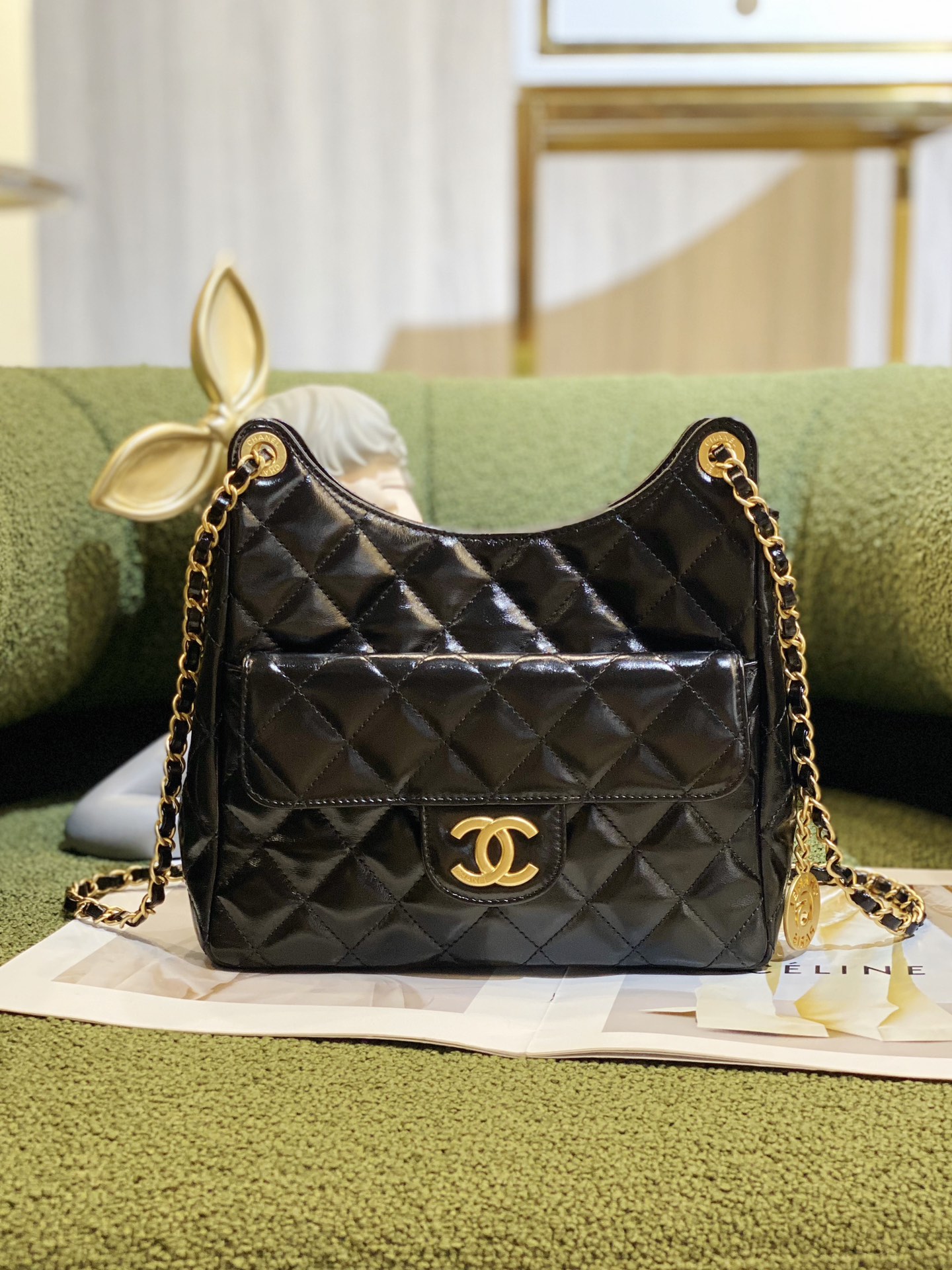 Ch*el hobo handbag black as3710