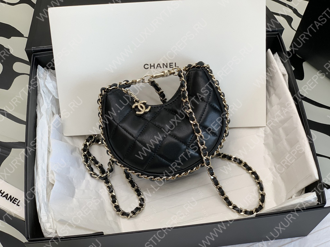 Ch*el small hobo bag black as3917