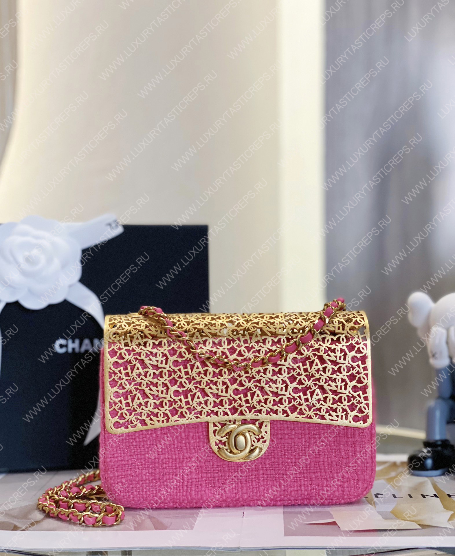Ch*el mini evening bag pink as3526