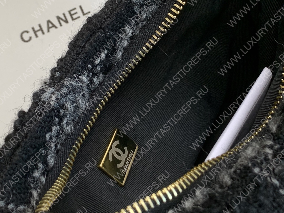 Ch*el maxi small hobo bag black & gray as3564