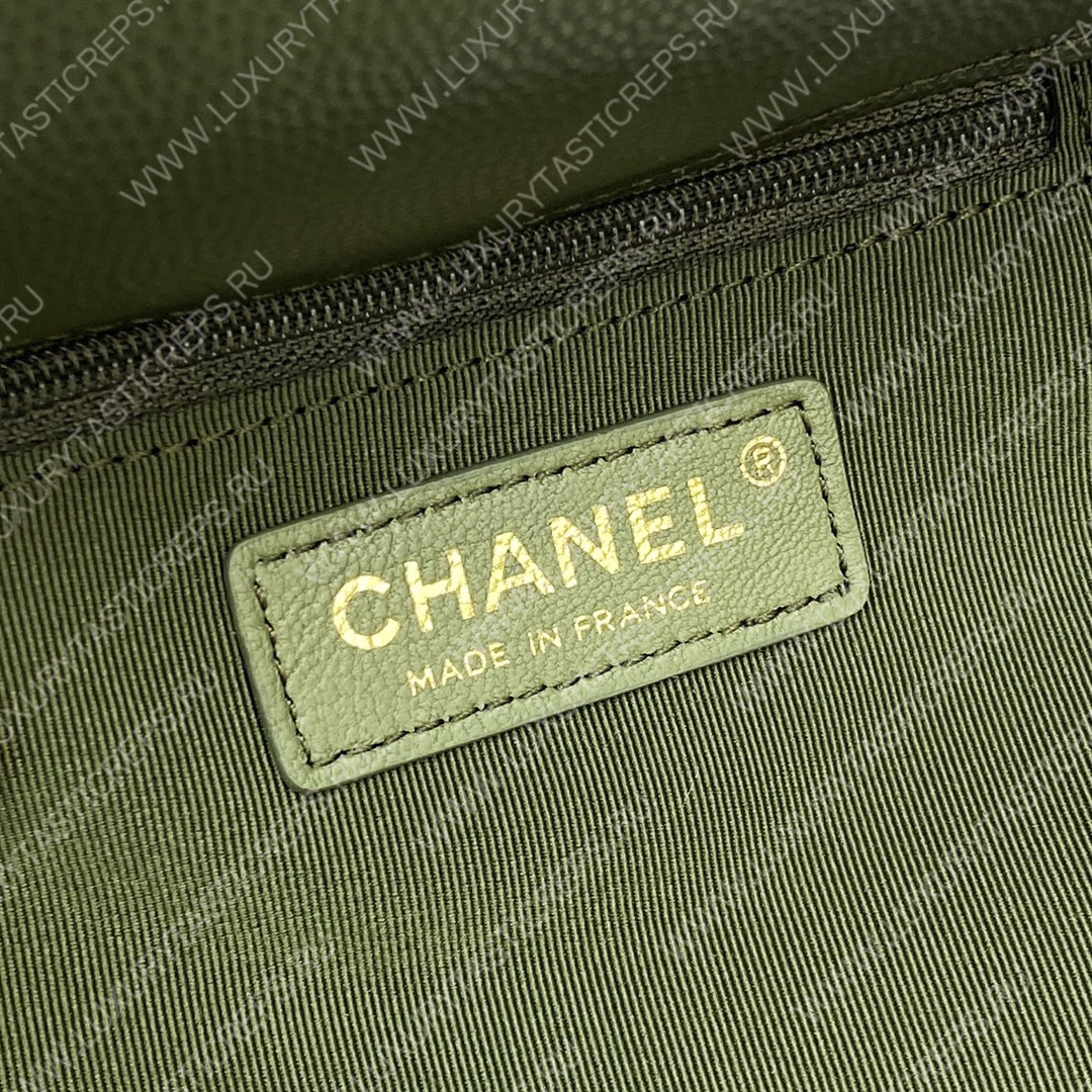 Ch*el mini flap bag with top handle green as3653