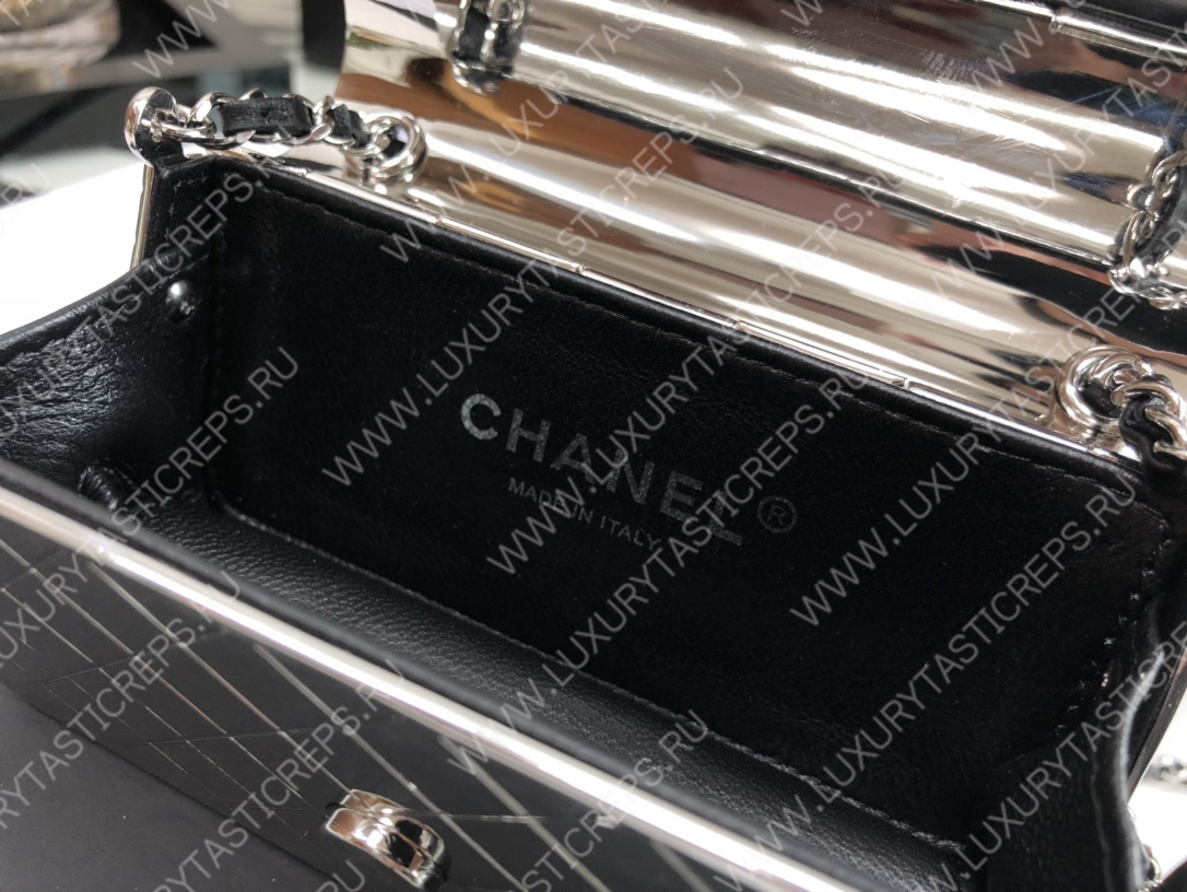 Ch*el small evening bag silver as2514