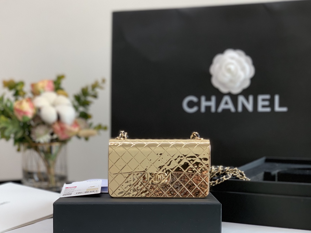 Ch*el small evening bag gold as2514