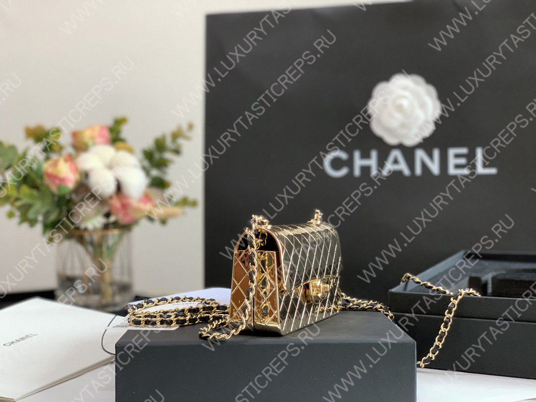 Ch*el small evening bag gold as2514