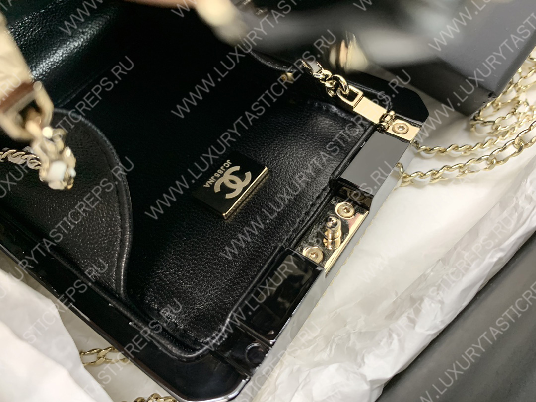 Ch*el evening clutch perfume bottle bag metal white as3246
