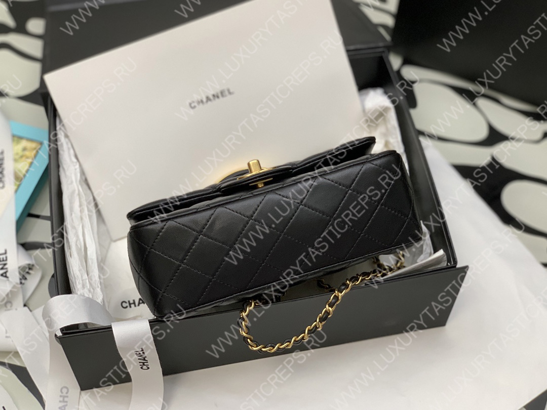 Ch*el mini flap bag with top handle black as2431
