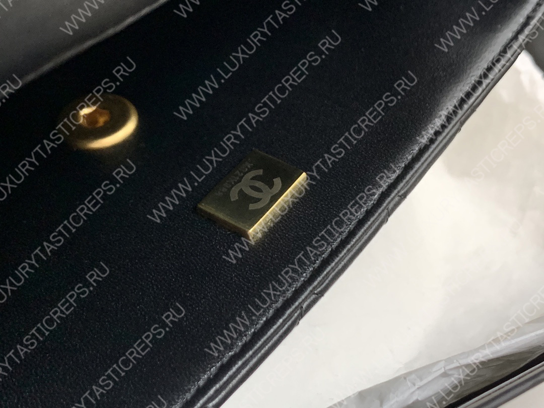 Ch*el mini flap bag with top handle black as2431