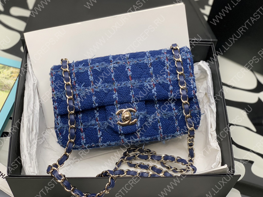Ch*el mini flap bag blue a69900