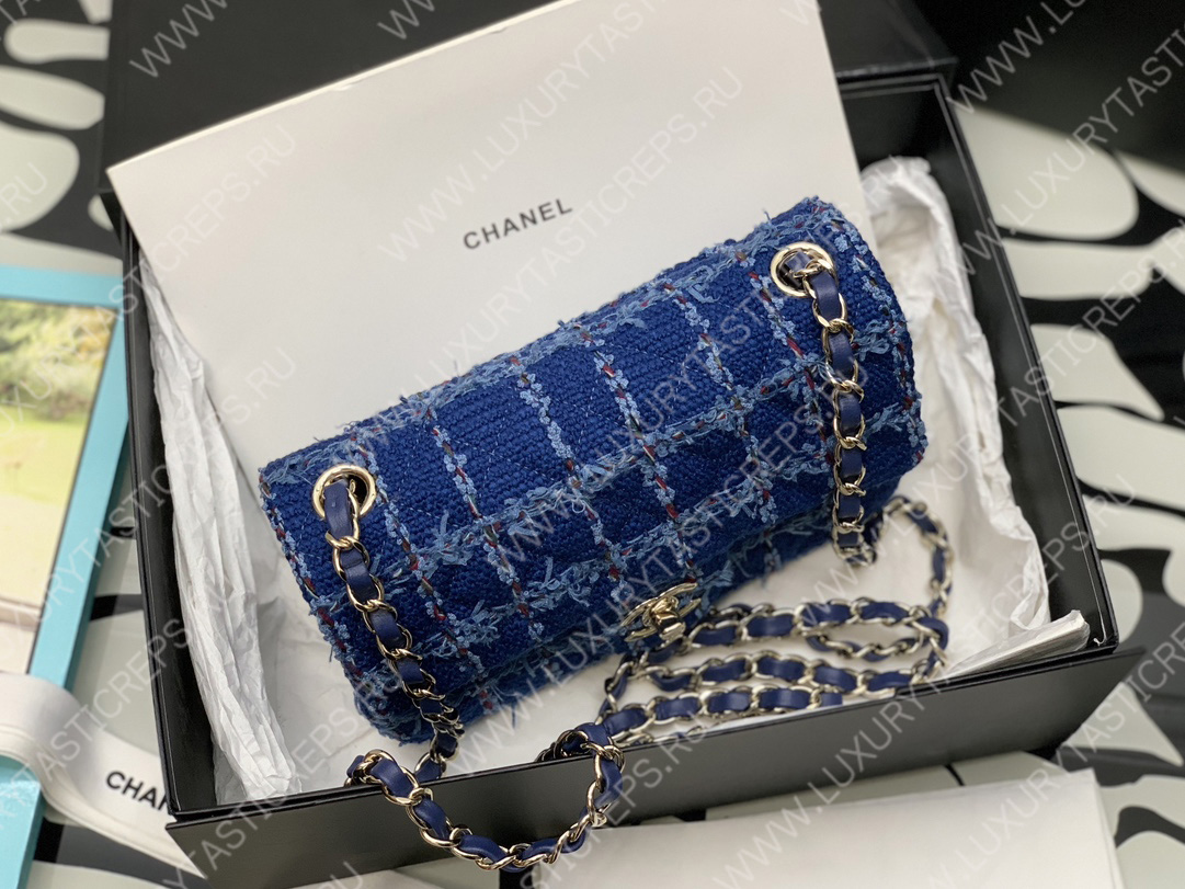 Ch*el mini flap bag blue a69900