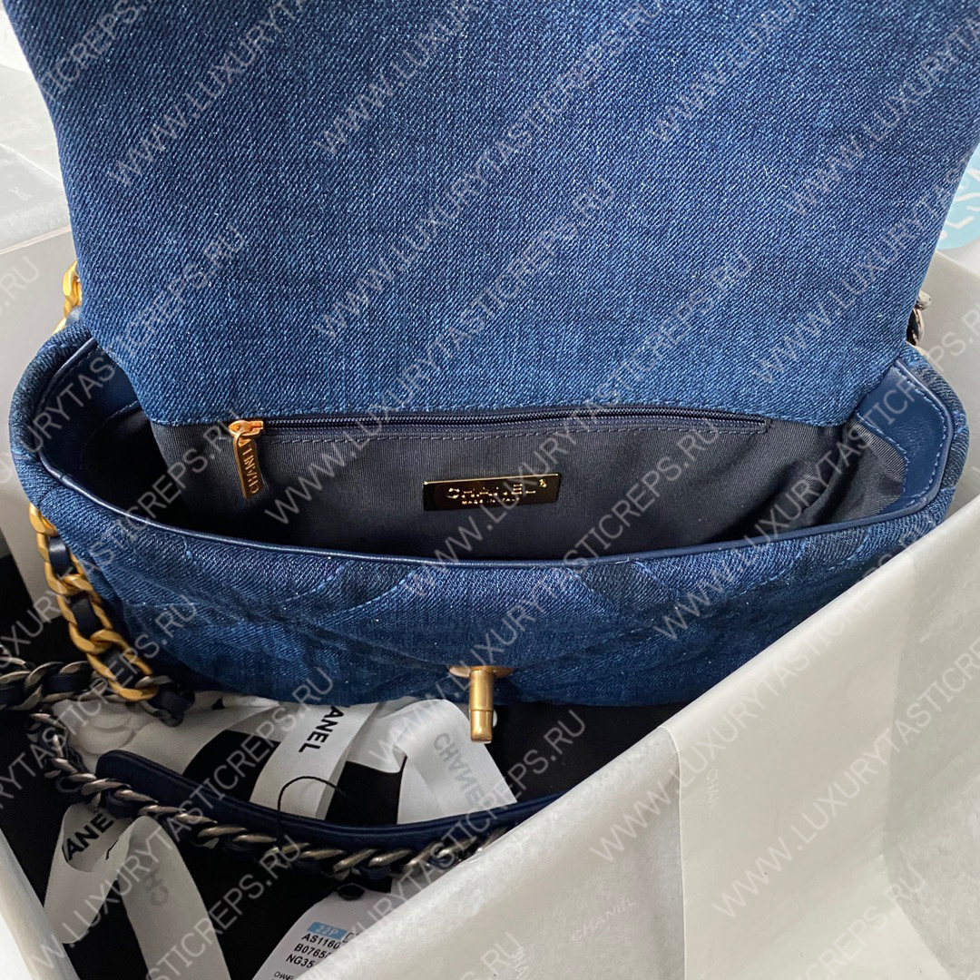 Ch*el 19 handbag blue as1160