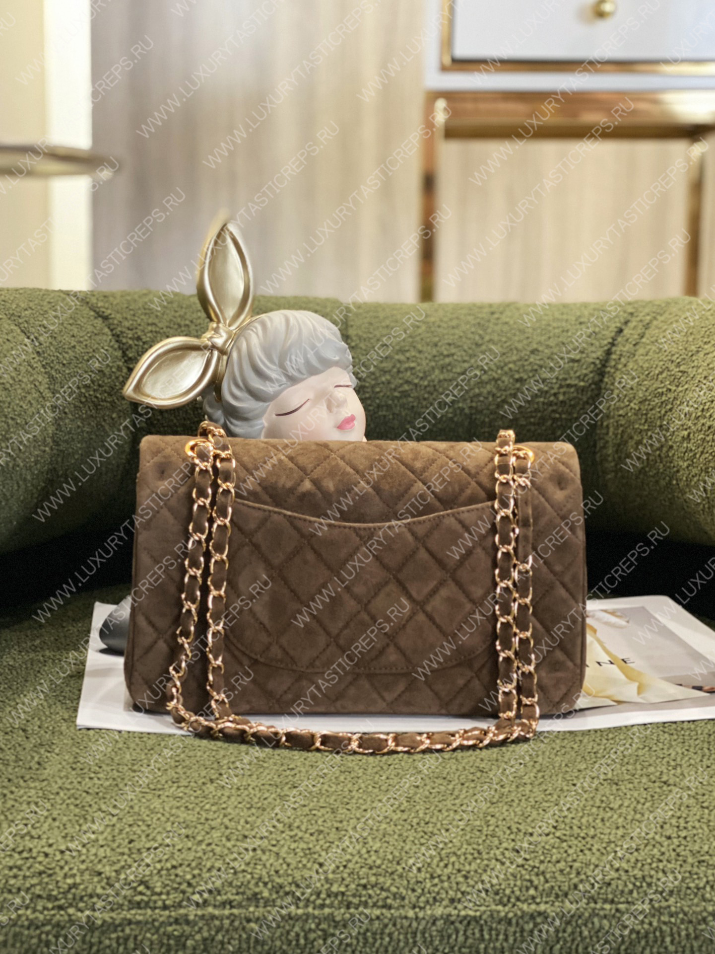 Ch*el large classic handbag brown a58600