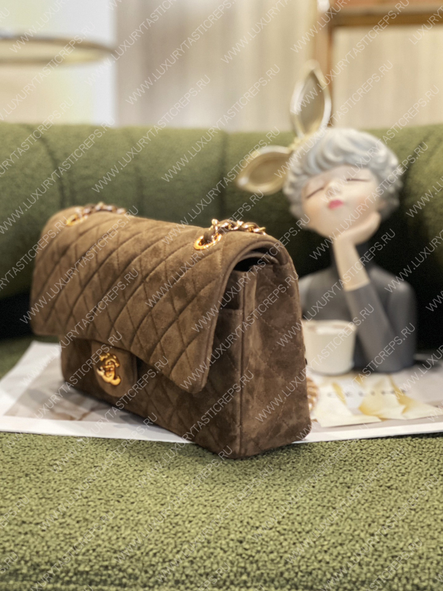 Ch*el large classic handbag brown a58600