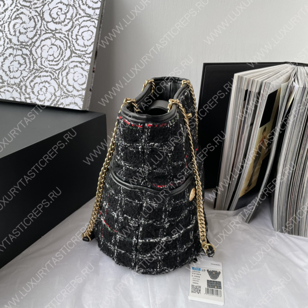 Ch*el hobo tote bag black white and multicolor as3598