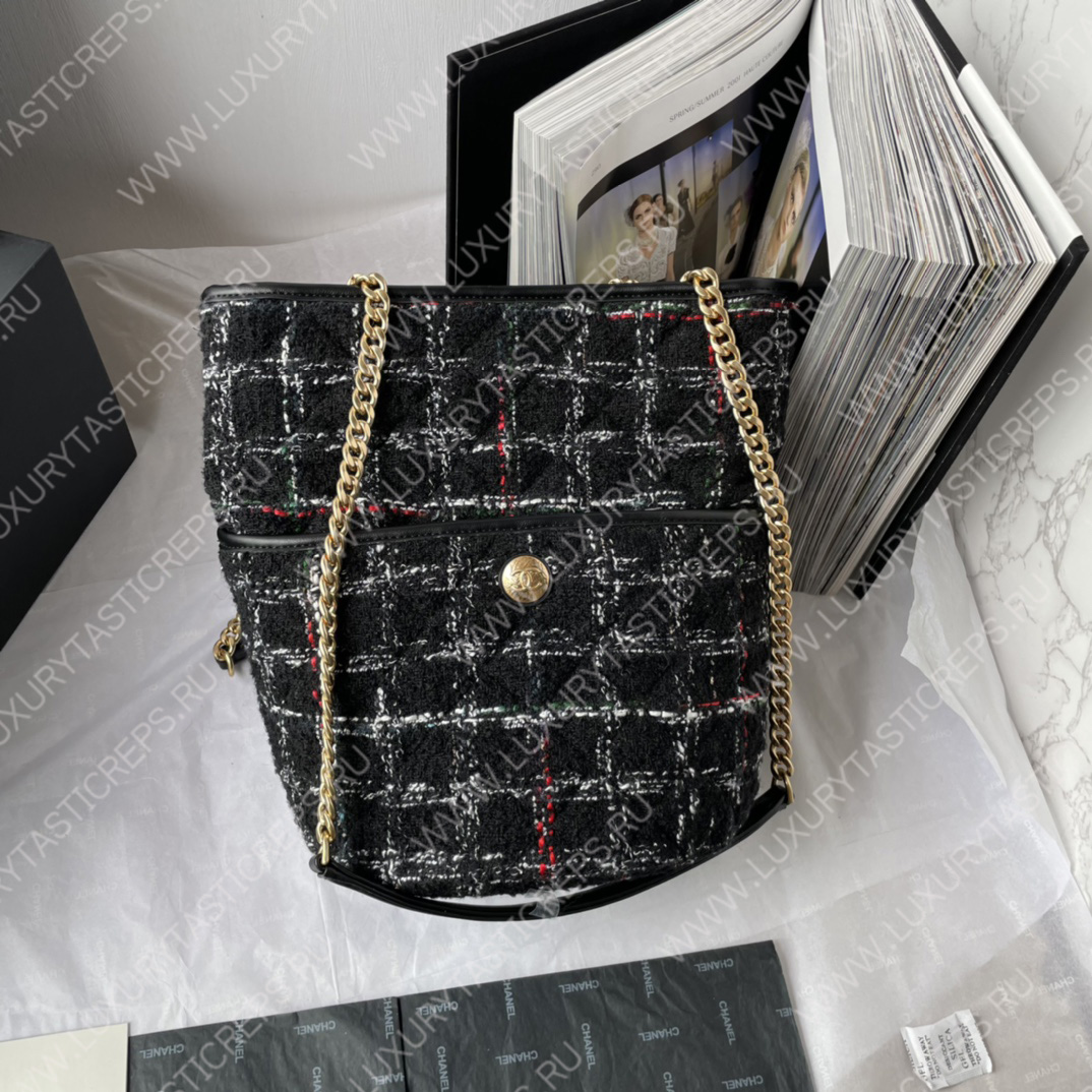 Ch*el hobo tote bag black white and multicolor as3598