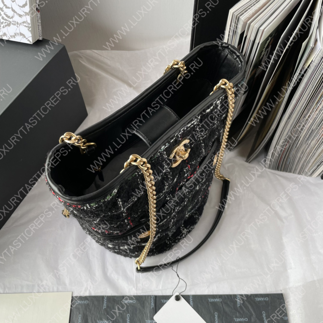 Ch*el hobo tote bag black white and multicolor as3598