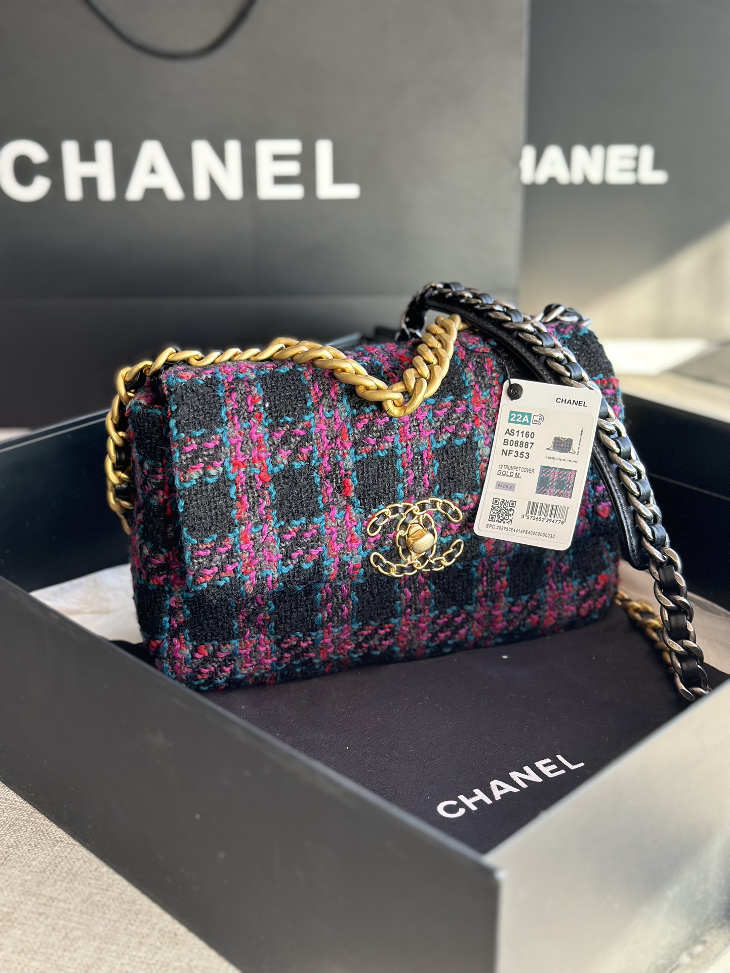 Ch*el 19 handbag multicolor as1161