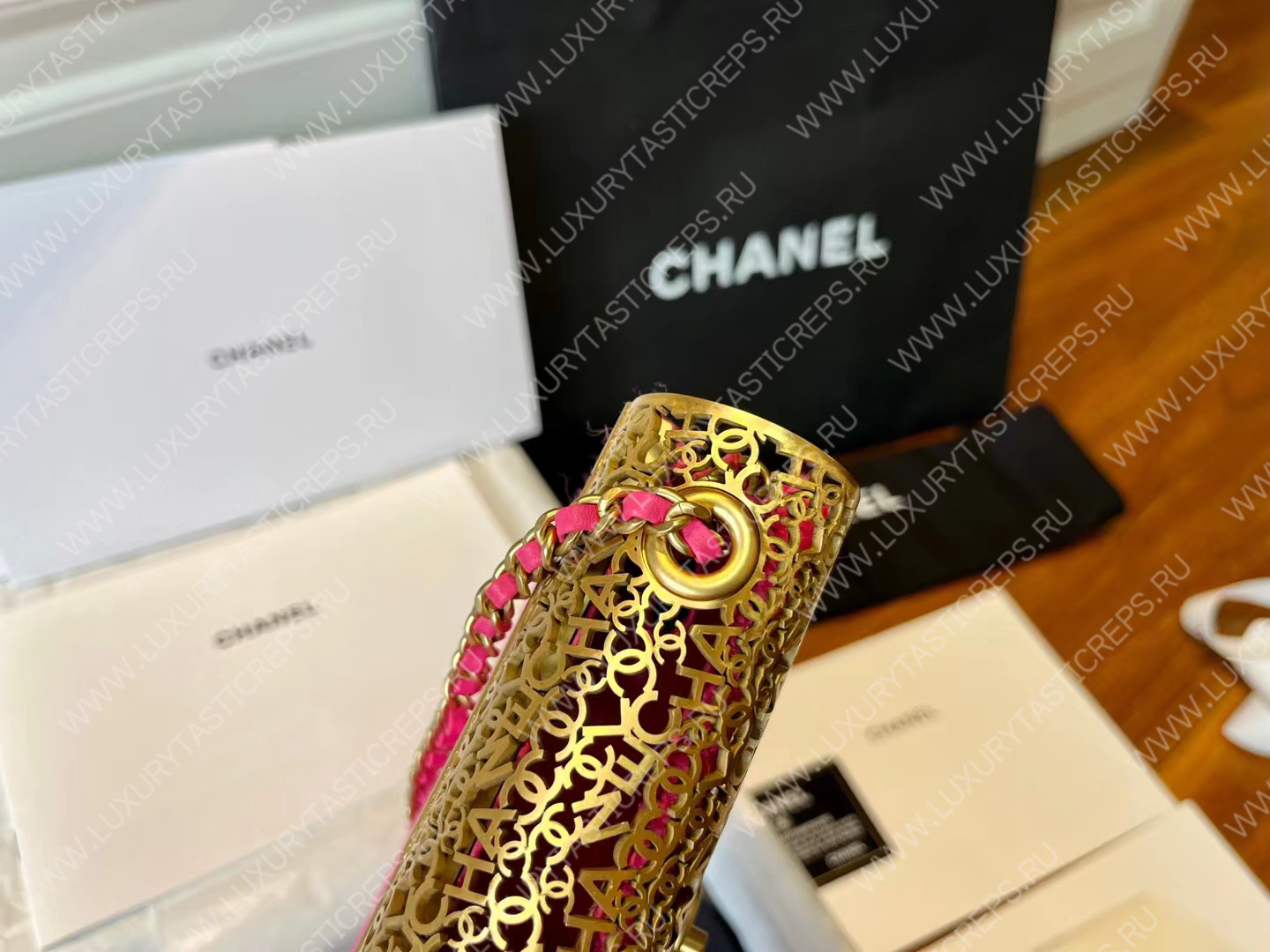Ch*el mini evening bag pink as3526