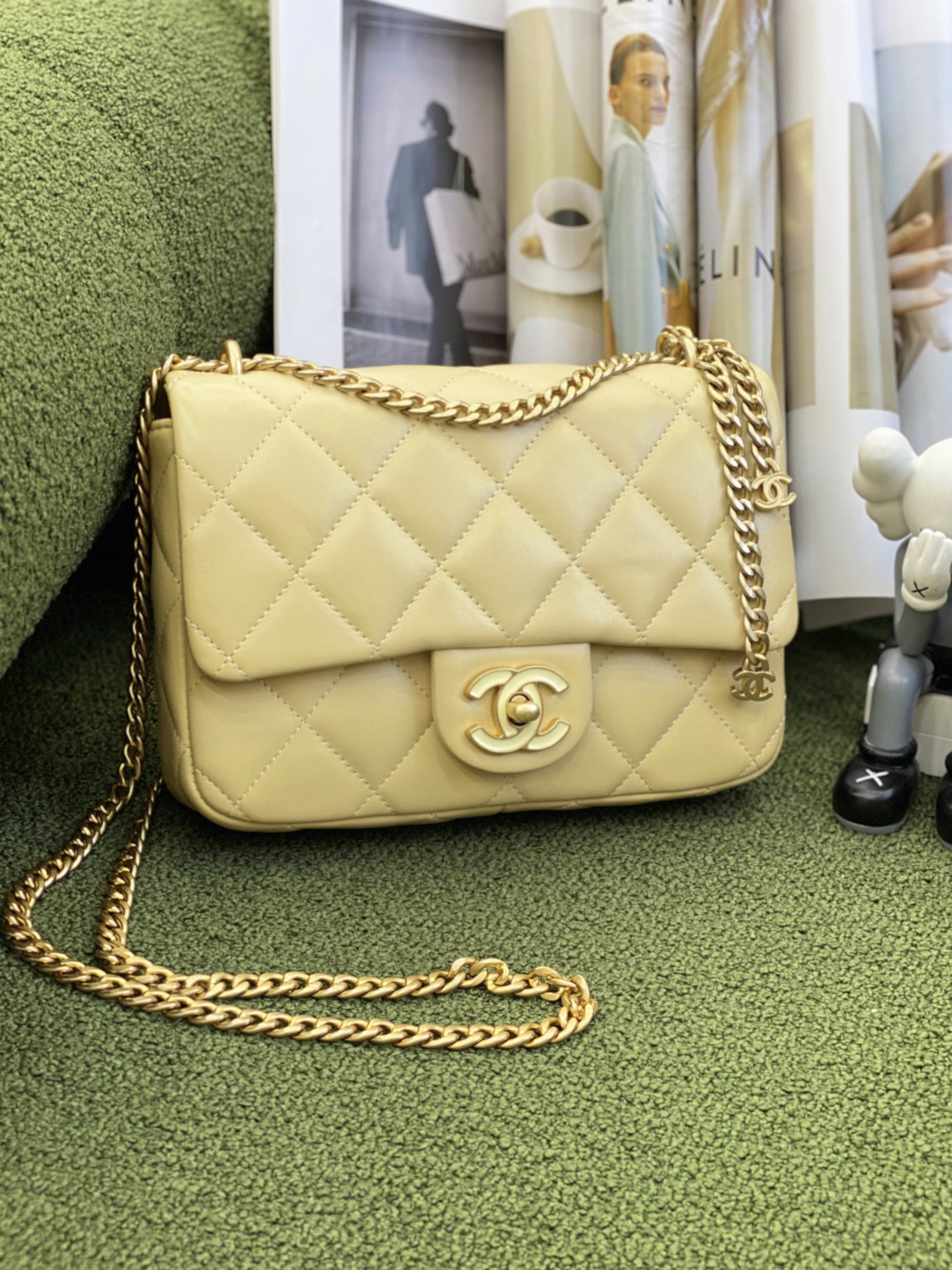Ch*el mini flap bag yellow as3748