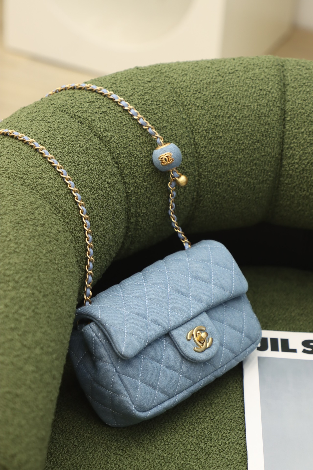 Ch*el mini flap bag light blue as3748