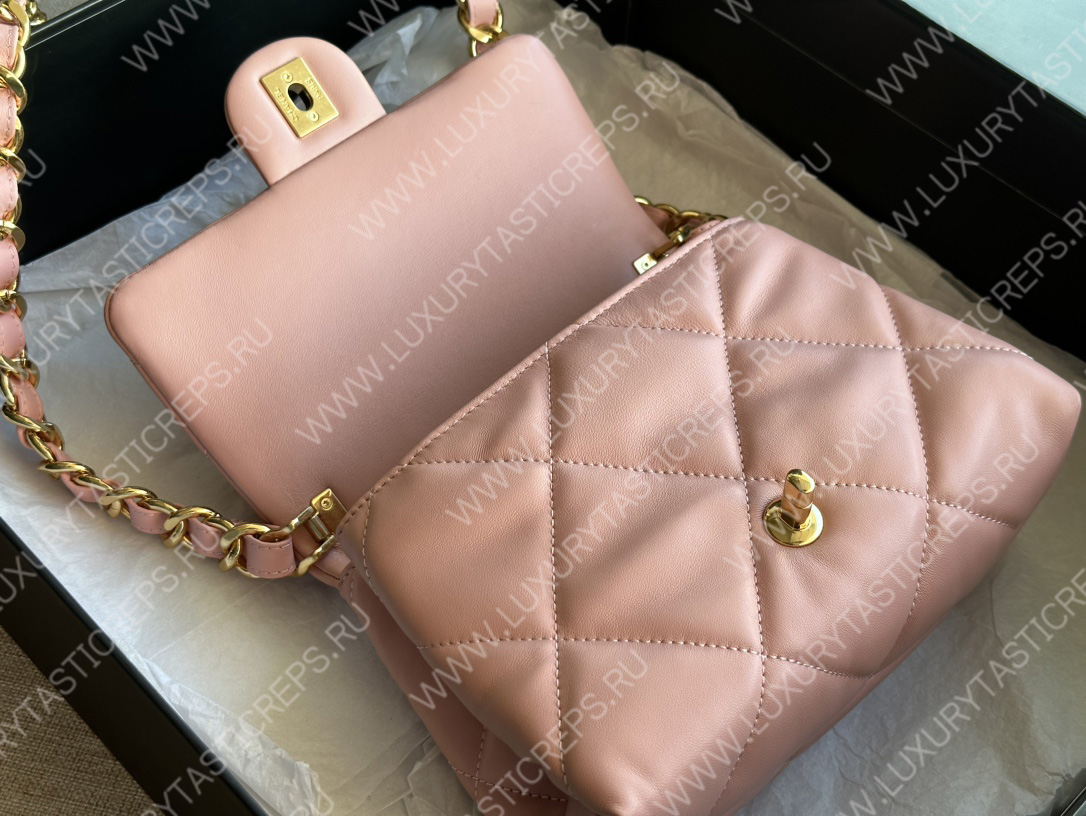 Ch*el mini flap bag with top handle baby pink as1786