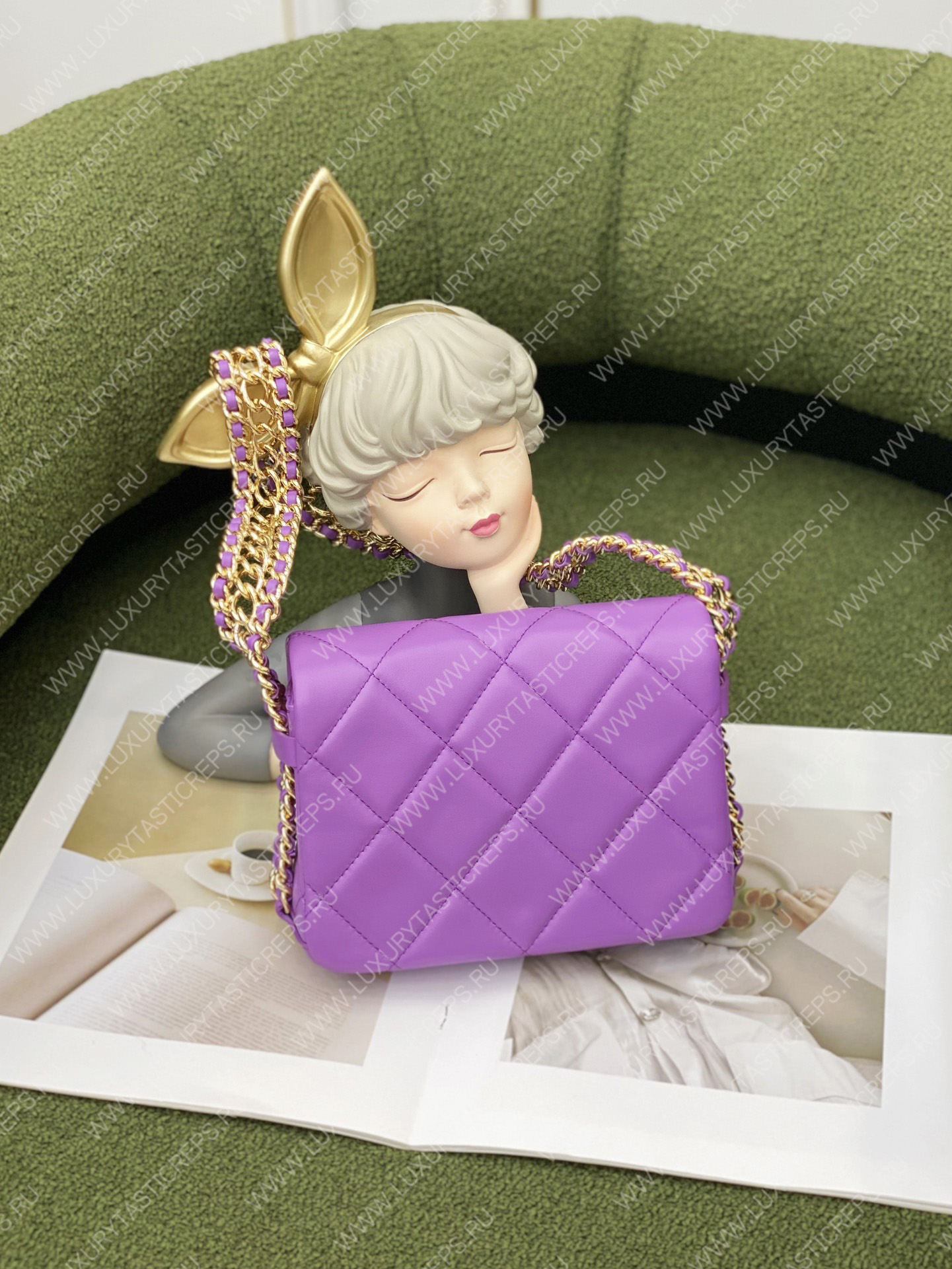 Ch*el mini flap bag purple as3751
