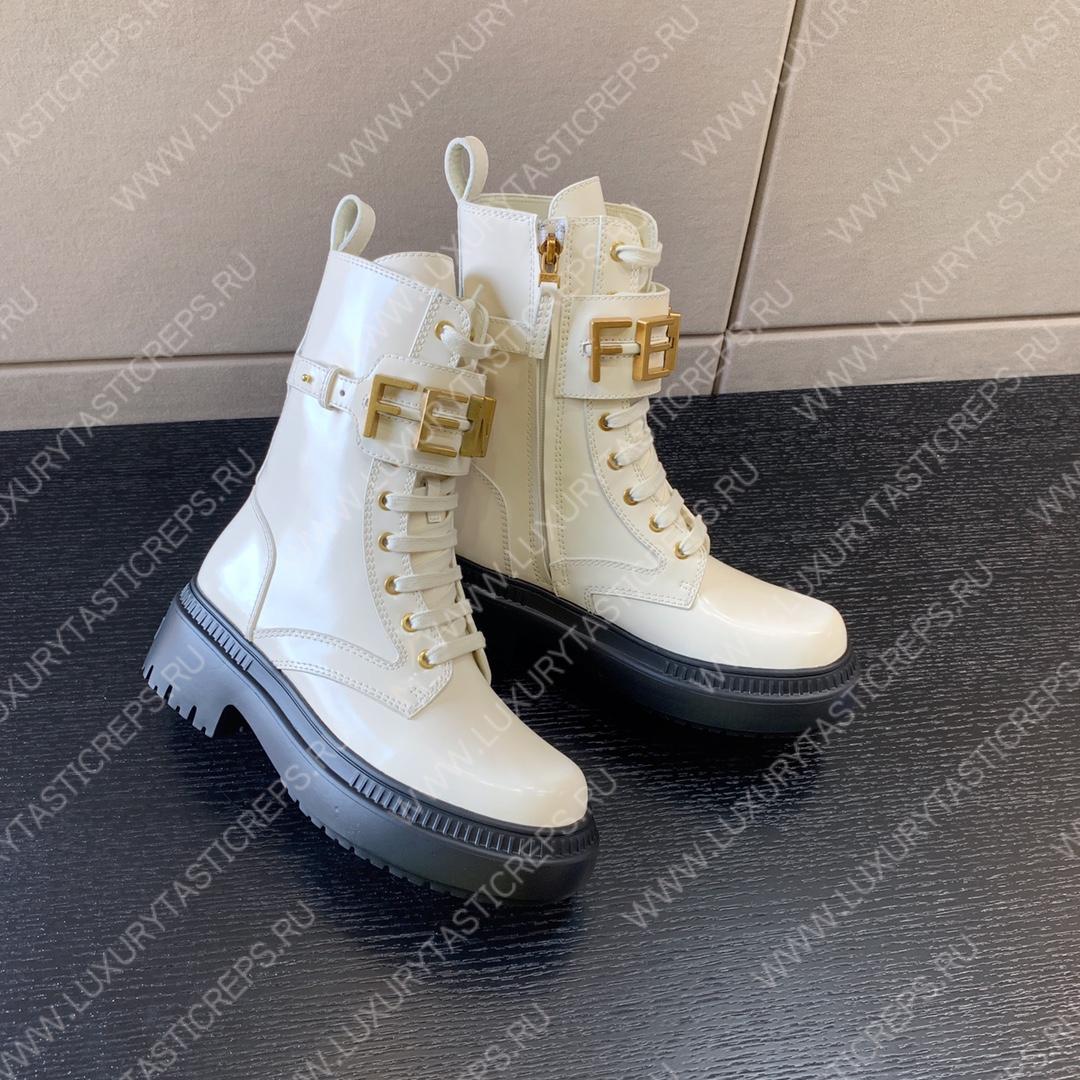 F**di leather biker boots white 8t8355