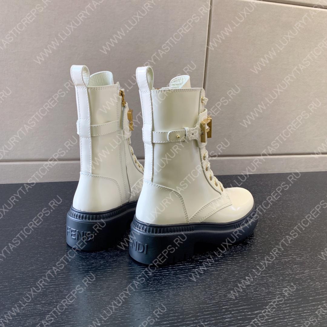 F**di leather biker boots white 8t8355