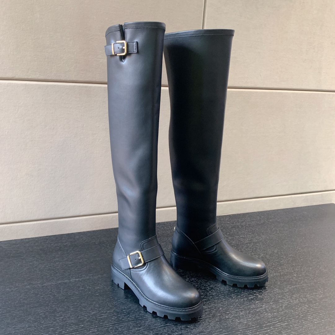 JIMMY CHOO BIKER II OVER THE KNEE BLACK BIKERIIOTKFLATQOZ