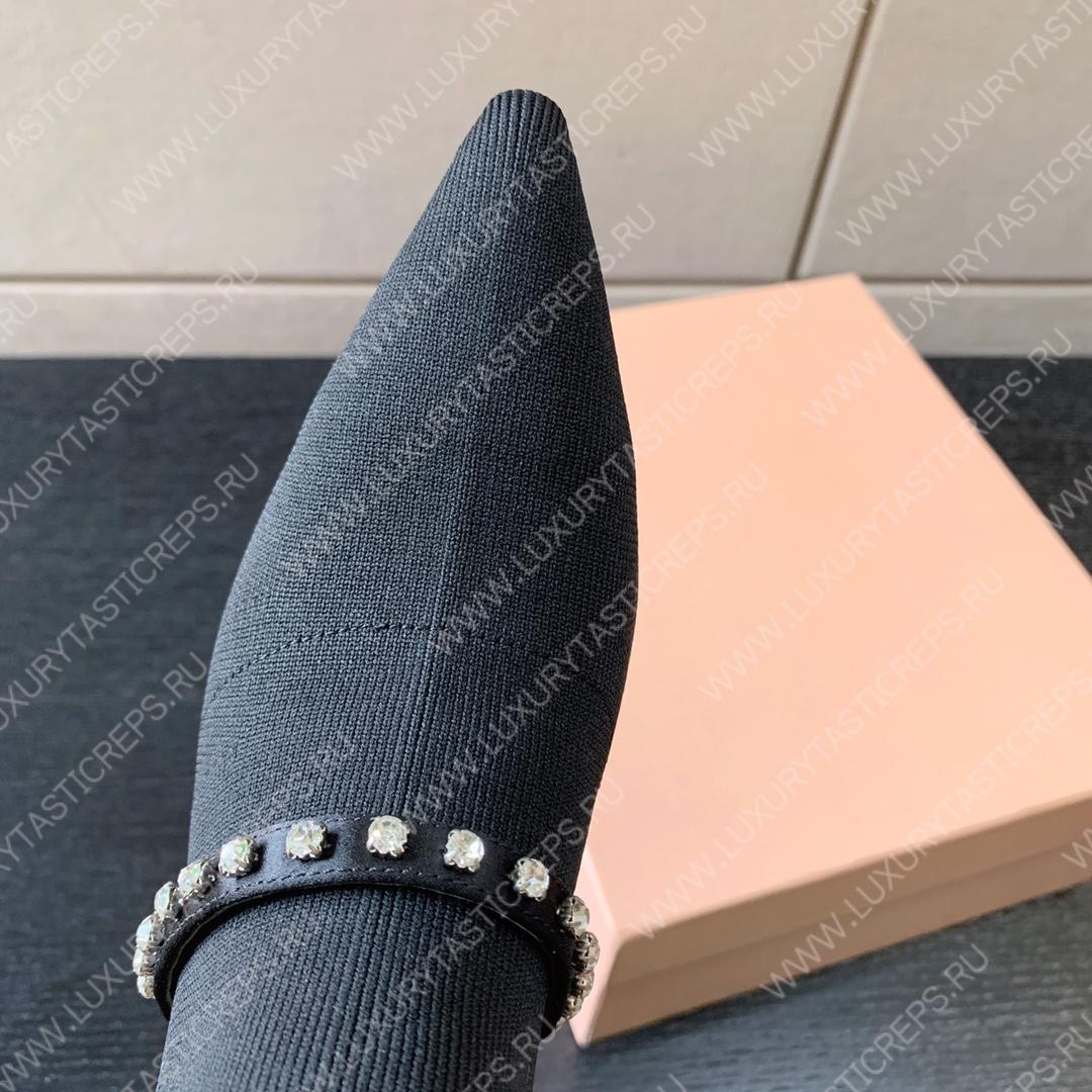 MIU MIU TECHNICAL KNIT BOOTIES BLACK 5T815D