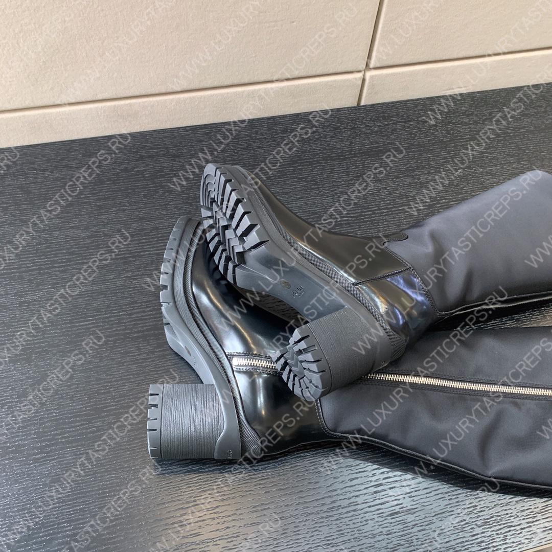 Pra*a brushed leather nylon boots black 1w411m