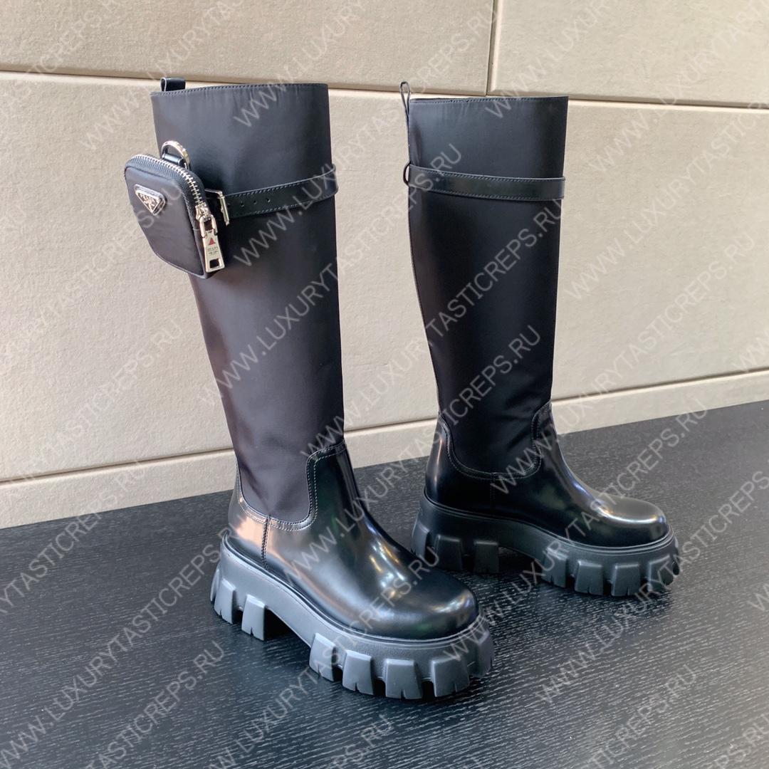 Pra*a monolith nylon zip pocket high boots black 1w906m