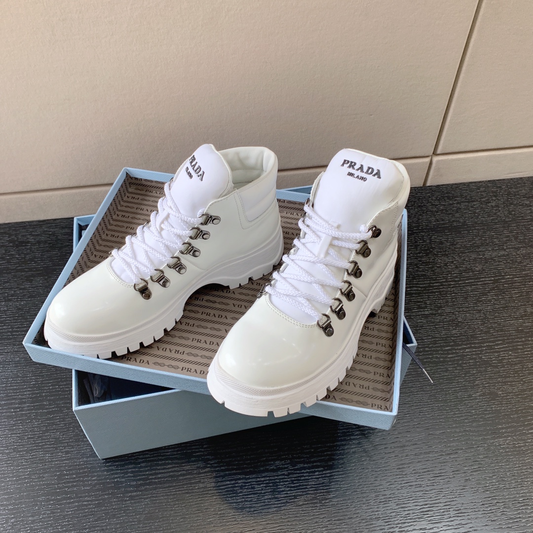 Pra*a brixxen leather and nylon booties white 1t709m